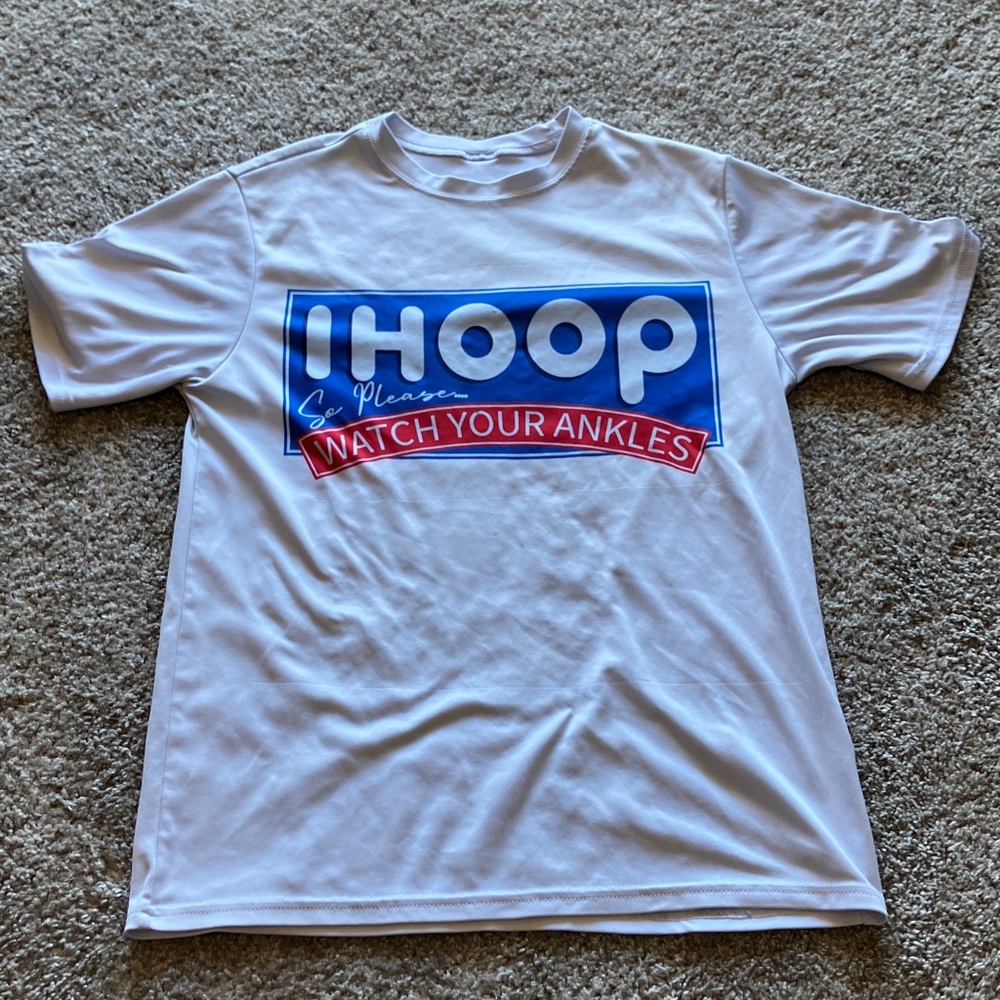 White Kids T-Shirt with Blue and Red Print
